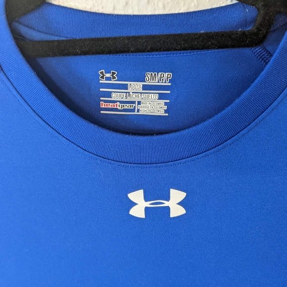 Under Armour Blue Workout Shirt Heat Seeker Loose Fit Size Small Like New 🔥 - Picture 6 of 10
